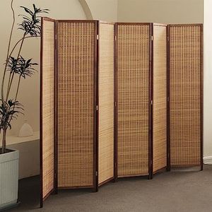 Furnnylane 6 Panel Room Divider and Folding Screen Room Divider,Bamboo Room Divider for Room Separation,67" H x 92.1" W