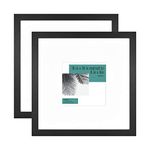 MCS Studio Gallery 16x16 Matted to 8x8 Picture Frame Black Woodgrain, Square Photo Frame for Photos, Posters & Art Prints (2-Pack)