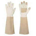 HANDLANDY Long Gardening Gloves for Men and Women, Pigskin Leather Rose Pruning Gloves- Breathable & Durability, with Thorn Proof Gauntlet Medium