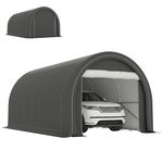 Outsunny 10' x 16' Carport, Heavy Duty Portable Garage/Storage Tent with Large Zippered Door, Anti-UV PE Canopy Cover for Car, Boat, Motorcycle, Bike, Garden Tools, Grey
