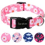 Unique style paws Pink Daisy Dog Collar Puppy Collars Harnesses & Leads For Dogs Uk Bow Tie Soft Adjustable Cute Flower Comfortable Collars Pet Gift For Small Medium Large Dogs XS