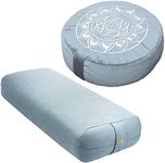 Florensi Yoga & Meditation Bundle | Pale Blue Meditation Cushion & Light Blue Yoga Bolster