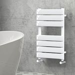 NRG Designer Bathroom Flat Panel Heated Towel Rail Radiator Modern Central Heating Warmer Wall Mounted Ladder Rad 650×400mm Gloss White