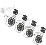 EVERSECU Dual Lens Linkage 6MP WiFi PTZ Security Camera Outdoor, 360° View, Auto Tracking, Motion Detection, Color Night Vision, 2-Way Audio, Work with Alexa(4pack)