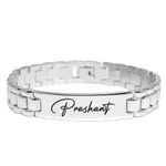 LOUIS MILLER Personalize Name Bracelet For Men & Women (Silver)