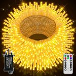 Ollny Fairy Lights Plug in - 50m 500 LED Fairy Lights Outdoor Waterproof, Remote/8 Modes/Timer/Dimmable Warm White String Lights Mains Powered for Outside Indoor Garden Tree Christmas Decorations