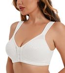 HACI Women's Front Closure Full Coverage Back Support Posture Bra Wireless Comfy(White,40G)