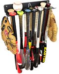 IRON AMERICAN ALPHA BAT RACK XL (HOLDS 14 BATS) - Fence & Wall Mounted Baseball/Softball STEEL Bat Rack - Hardware INCLUDED for Fences/Concrete - Heavy Duty Rack for Baseball Storage/Organization