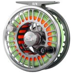 SF SF-003 Pro Fly Fishing Reel Pre-Loaded Moss Green Fly Line Kit for Freshwater, CNC Machined, Mid Arbor Design, Smooth Drag System, Lightweight Aluminum Body, 5/6wt, Matte Gunmetal Gray