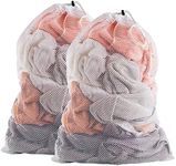 Handy Laundry Mesh XL Laundry Bags - Durable, Machine Washable with Secure Drawstring Closure - Perfect for College Dorms, Laundromats, Apartments (White, 2-Pack)