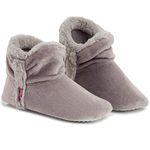 DUNLOP Women Bootie Slippers, Ladies Quality Ankle Slippers Memory Foam, Sheepskin Bootie Slippers Indoor Outdoor Shoes, Comfy Warm Winter Slipper Ankle Boots, Gift for Ladies (5 UK, Light Grey)