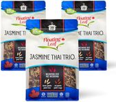 Pack of 3 x 400g Jasmine Thai Trio, Riceberry Rice (Jasmine Black Rice), Brown Jasmine Rice and Red Jasmine Rice, Non Gluten, Non-GMO, Kosher and Vegan - Floating Leaf