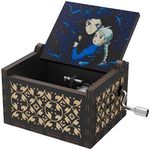 Howl's Moving Castle Wood Music Box,Anime Theme Music Merry Go Round of Life Wooden Hand Cranked Musical Boxes New Year Birthday Gift (Black)