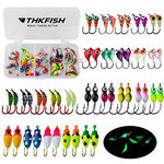 THKFISH 50Pcs/Box Ice Fishing Jigs Set Lures Walleye Jigs Heads for Ice Fishing Gear Kit Panfish Crappie Perch Jigs Ice Fishing Box B