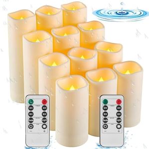 Bougie extérieure étanche, bougie de batterie LED sans flamme, bougie analogique résistante aux hautes temp�ératures 12pcs.