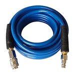 aunstarwei PVC Reinforced Air Compressor Hose Blue with 1/4" Europe Steel Quick Coupler and Plug Fittings, 10m Length