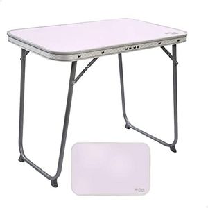 AKTIVE Mesa camping plegable, Mesa ligera, patas plegables, medidas 60x40x50 cm, madera MDF, estructura de acero, color malva, asa de transporte (52870)