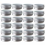 24 Pack (1 Oz/30ml) Screw Top Round Steel Tin Cans, Tin Storage Jar Containers with Screw Cap for Lip Balm, Cosmetic, Candles, Salve, Make Up, Eye Shadow, Powder, Tea