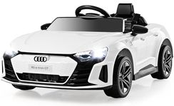 INFANS 12V Kids Ride On Car, Licensed Audi RS e-tron GT Electric Vehicle with Remote Control, Toddlers Battery Powered Toy with 4 Wheels Suspension, LED Headlight, Music, MP3, USB, TF Port (White)