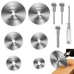 Drill Saw Blades for Dremel Rotary Tool 6Pcs HSS Saw Disc Wheel Cutting Blades with 2Pcs 1/8" Round Shank,1Pcs 1/4" Round Shank for Wood Plastic Aluminum Cutting(One Screwdriver)