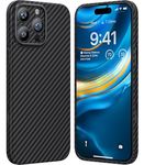 memumi Real Aramid Fiber for iPhone 16 Pro Case, [NO-case Feeling] Durable Sturdy Aramid Fiber with 0.5mm Slim Case for iPhone 16 Pro Thin and Minimalist in Carbon Fiber Design, Grey Black