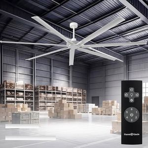 Parrot Uncle White Ceiling Fan No Light, 100 Inch ETL Listed Large Ceiling Fan, 7 Metal Blades, 6 Speed Reversible DC Motor, Industrial Commercial Indoor for Garage,Shop,Warehouse