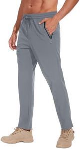 MOURCE Workout Pants for Men Gym Breathable - Light Gray Tapered Comfortable Mens Joggers Pants