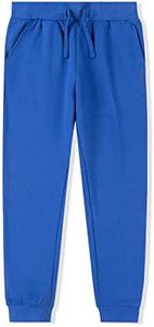 ALAVIKING Kids Soft Brushed Fleece Jogger Sweatpants Drawstring Elastic Waist Casual Pants for Boys or Girls 3-12 Years, Blue, 9-10 Years