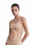 Calvin Klein Women's Invisibles Comfort Seamless Adjustable Skinny Strap Bralette Bra, Bare, M