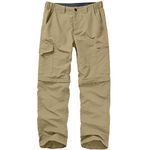 Toomett Mens Hiking Pants boy Scout Convertible Cargo Zip Off Lightweight Quick Dry Breathable Fishing Safari Shorts,6226,36 Khaki