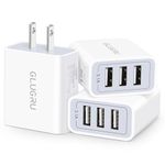 GLUGRU USB Wall Charger, 3Pack 3.1A/5V 3-Ports USB Cube Power Adapter Charger Block Plug Charging Box Brick for iPhone 14 13 12 11 Pro Max SE XS XR X 8 7 6S Plus, iPad, Samsung, LG, Android Phones