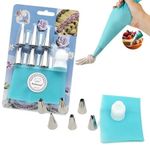 Firmer Cake Decorating Nozzle with Piping Bag | Cake Decorating Cream Frosting Nozzles Set | Stainless Steel Nozzles Dishwasher Safe and Reusable (6 Pcs)