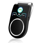 Leguwu Hands Free Cell Phone Car Kit,Bluetooth Car Speakerphone with Visor Clip,Support Siri & Google Voice Assistant,Dual Connection,Built in Mic,GPS Navigation,Bluetooth Car Speaker for Safe Driving