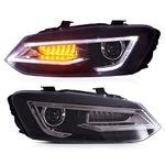 VLAND LED Headlights Compatible with Volkswagen Polo MK5 6R 6C 2009–2017(Not for 1.2 TSI/R/GTI), Front Lights with DRL Sequential Indicator