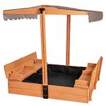 Wooden Sandbox With Benches