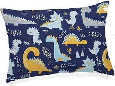 Toddler Pillow with Pillowcase - 13X18 Soft Organic Cotton Travel Pillows for Sleeping - Machine Washable - Toddlers, Kids, Child - Perfect for Toddler Cot, Bed Set (Dinosaur)