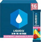 Liquid I.V. Hydration Multiplier Electrolyte Powder Mix, Raspberry Lemonade Flavour, Electrolytes with 7 Vitamins & Minerals for Fast Hydration & Energy, Vegan and Gluten Free, 16 Sachet Sticks