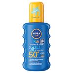 NIVEA SUN Kids Protect & Care SPF 50+ Coloured Spray (200ml), Sunscreen Protects Delicate Skin Against Sunburn and Long-Term UV Damage, Fast-Absorbing No White Cast Sun Lotion