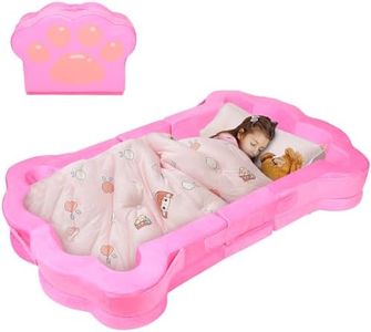 Mmucco Portable Toddler Bed,Foldable Toddler Travel Bed for Kids,Toddler Floor Bed for 1-5,Soft and Safe (Pink)