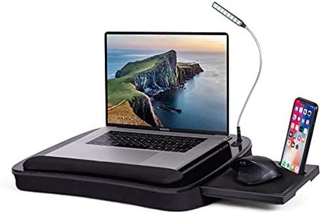BIRDROCK HOME Multi-Tasking Lap Desk with Memory Foam Cushion | USB Light and Mouse Pad | Fits Laptops Up to 15" | Tablets Up to 9.6" | Smartphones Up to 4" | Black Spackle Top | Home Office