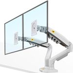 NB North Bayou Dual Monitor Mount White, Full Motion Swivel Monitor Arm with Gas Spring for 17-27'' Screens Load 4.4-19.8 lbs VESA 75/100 F160-W