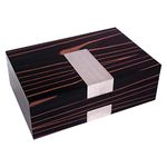 Bey Berk Ebony Burl Wood Watch & Cufflink Box