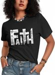 Flafens T Shirts for Women - Womens Graphic Tees Cotton Cute Fit Tshirts Teens Girls, Writing, Medium Short