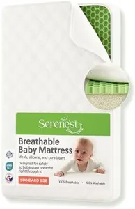 Serenest Breathable Baby Crib Mattress & Toddler Bed – Fully Washable | Patented 5” NestAir Core with HexCloud Gel Technology | Waterproof Side | Safe Sleep for Infants | Non-Toxic | Standard Size