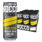 NOCCO Energy Drink | 180mg Caffeine sugar free drinks enhanced with vitamins | pre workout fizzy drinks 12 x 330ml (Grand Sour)