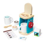 Melissa & Doug 11-Piece Brew and Serve Wooden Coffee Maker Set - Play Kitchen Accessories, Pretend Play Kitchen Accessories Kids Coffee Maker Play Set For Girls And Boys