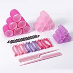 33pcs Hair Rollers with Clips, Rollers for Hair Volume, Heatless Hair Curlers Rollers, 18 3 Sizes Self Grip Hair Rollers 12 Hair Clips 2 Combs, Ribbon Roll for Long Medium Short Hair, 45mm/36mm/25mm