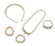 Barakath White Pearl with Bracelet Pearl Shell Necklace And Hair Band Set for Baby Girls