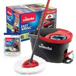 Vileda EasyWring Spin Mop System with 1 Extra Head Refill | Machine Washable & Reusable Mop Head | Hands-Free Wringing Mop Bucket | Extendable Handle | Safe on All Floor Types