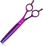 JASON 7.5" Dog Grooming Scissor - Professional Thinning Chunker Shear with 16 Teeth Japanese Stainless Steel Hair Scissors for Dogs, Cats and Other Pets (Chunker, Purple)